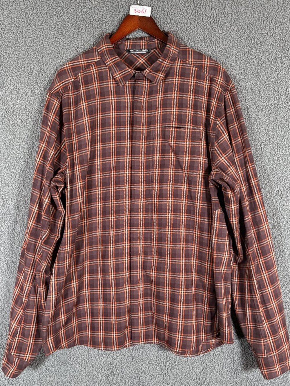 Arc'teryx Bernal Flannel Long Sleeve Snap Button Shirt - Men's Size XXL - Brown